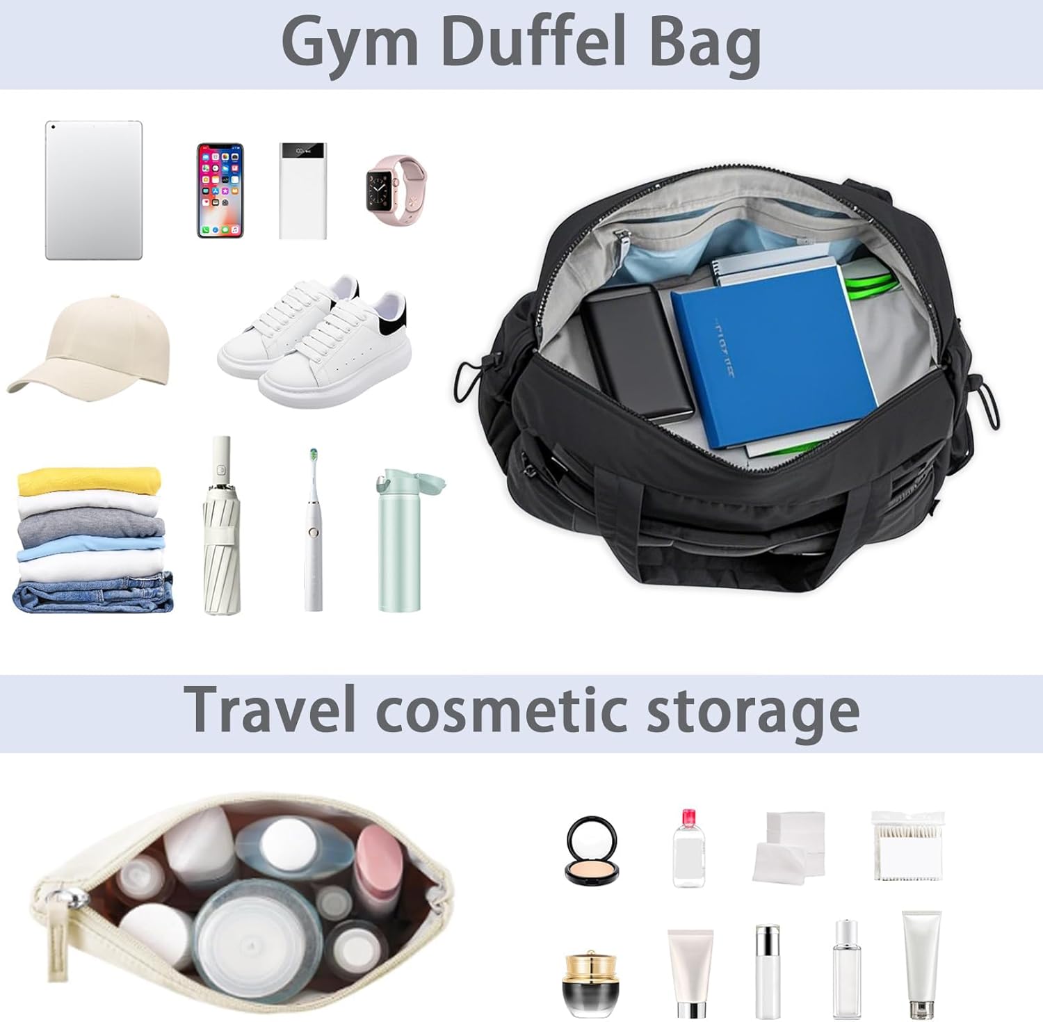 Gym Bag for Women,Travel Duffel Bags with Compartmennt Lightweight Sports Bag Durable Quilted Gym Tote Bag for Workout/Sport/Travel - Image 5