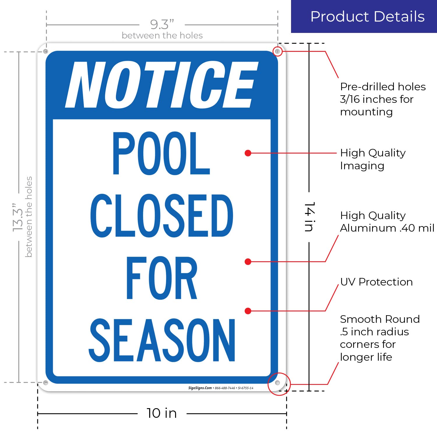 Amazon.com: Notice Pool Closed for Season Sign, Pool Sign