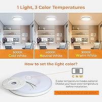 Vista 2 de BLNAN Lámpara LED de techo empotrada, 8.66 pulgadas, 18W, 3000K/4000K/5000K, luminaria de cableado directo, lámpara blanca redonda ultrafina