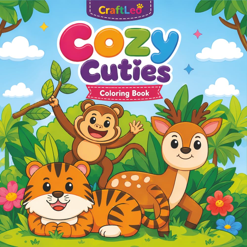 CraftLeo Cozy Cuties Coloring Book: Cute Animals, Magical Adventures, and Fun Illustrations for All Ages | Relaxing Coloring Pages for Kids, Teens, and Adults to Spark Creativity and Joy