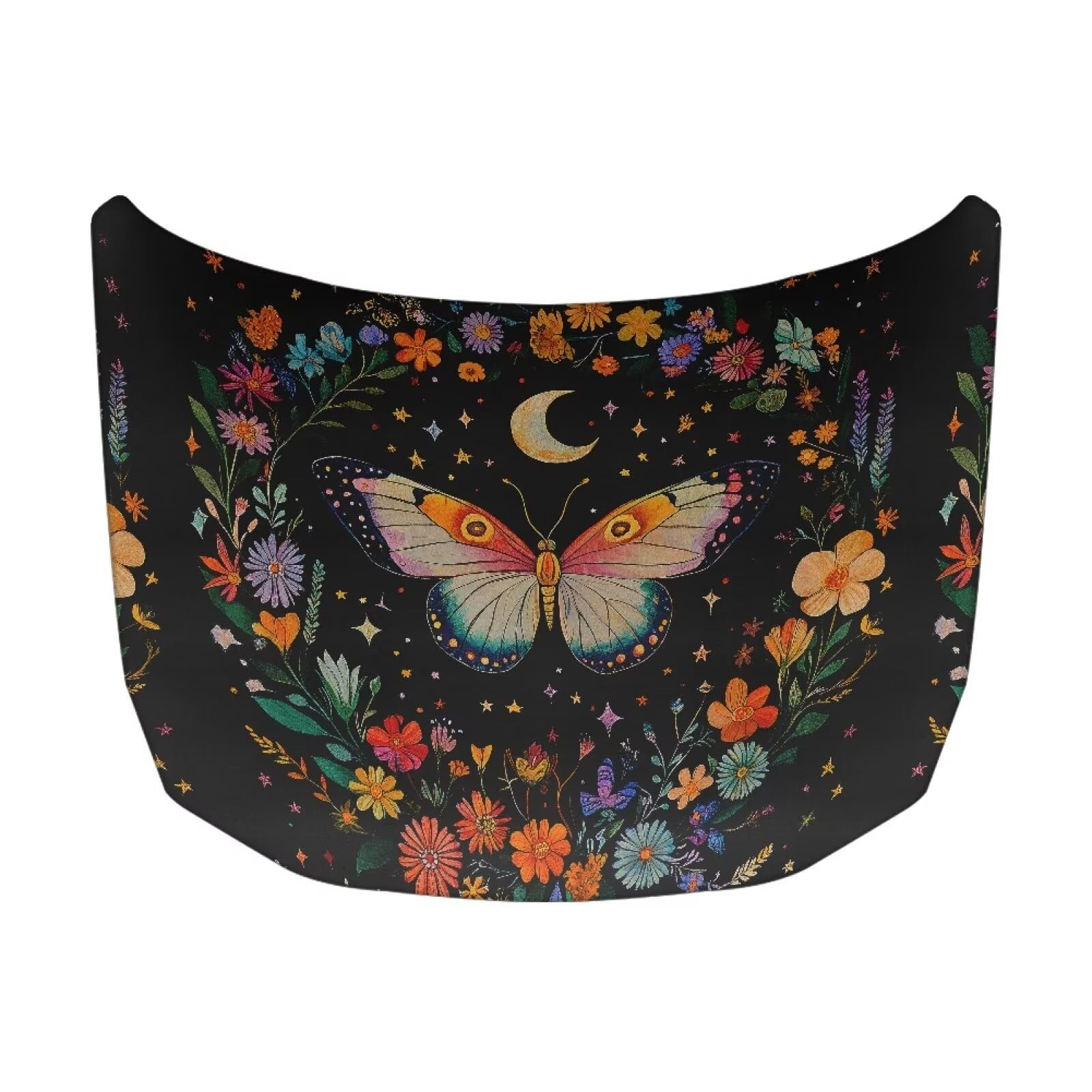 Butterfly Print Snowproof Universal Car Hood Cover, Suitable for Most Cars, Trucks, Pickup, Sports Cars; Full Hood Coverage; Waterproof; Universal Fit