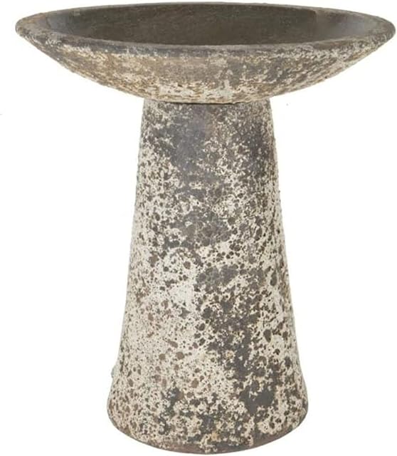 Gardenesque Free Standing Bird Bath with Detachable Top - Beautiful Ancient Salt Glaze Finish - for All Gardens - Bird Water Feeder - Fantastic Outdoor Ornament Decoration - Size: L63 x H63 x D53cm