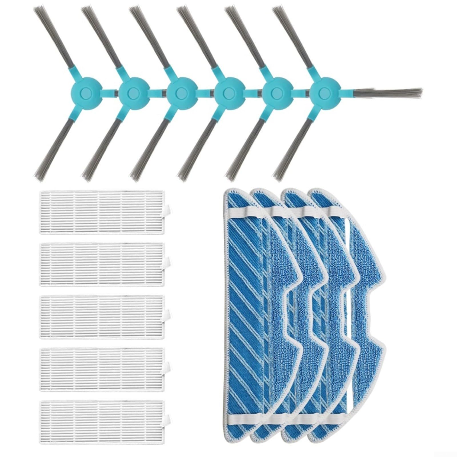 Replacement Parts for Cecotec for Conga 1290 1390 1590 Robot Vacuum Cleaner – Side Brush, HEPA Air Filter, Mop Cloth Set (15-Piece Kit) for CONGA 1290/1390/1590 Series