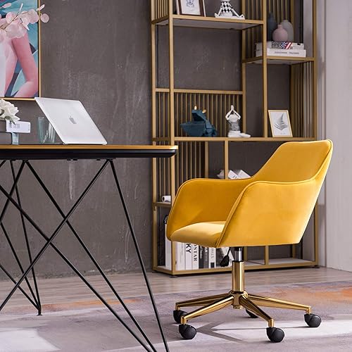 Miniatura 7 de Velvet Chair, Home Office Chair, Cute Ergonomic Desk Computer Chair, Task Swivel Chair with Arms, Comfy Upholstered Make Up Decorative Chair with