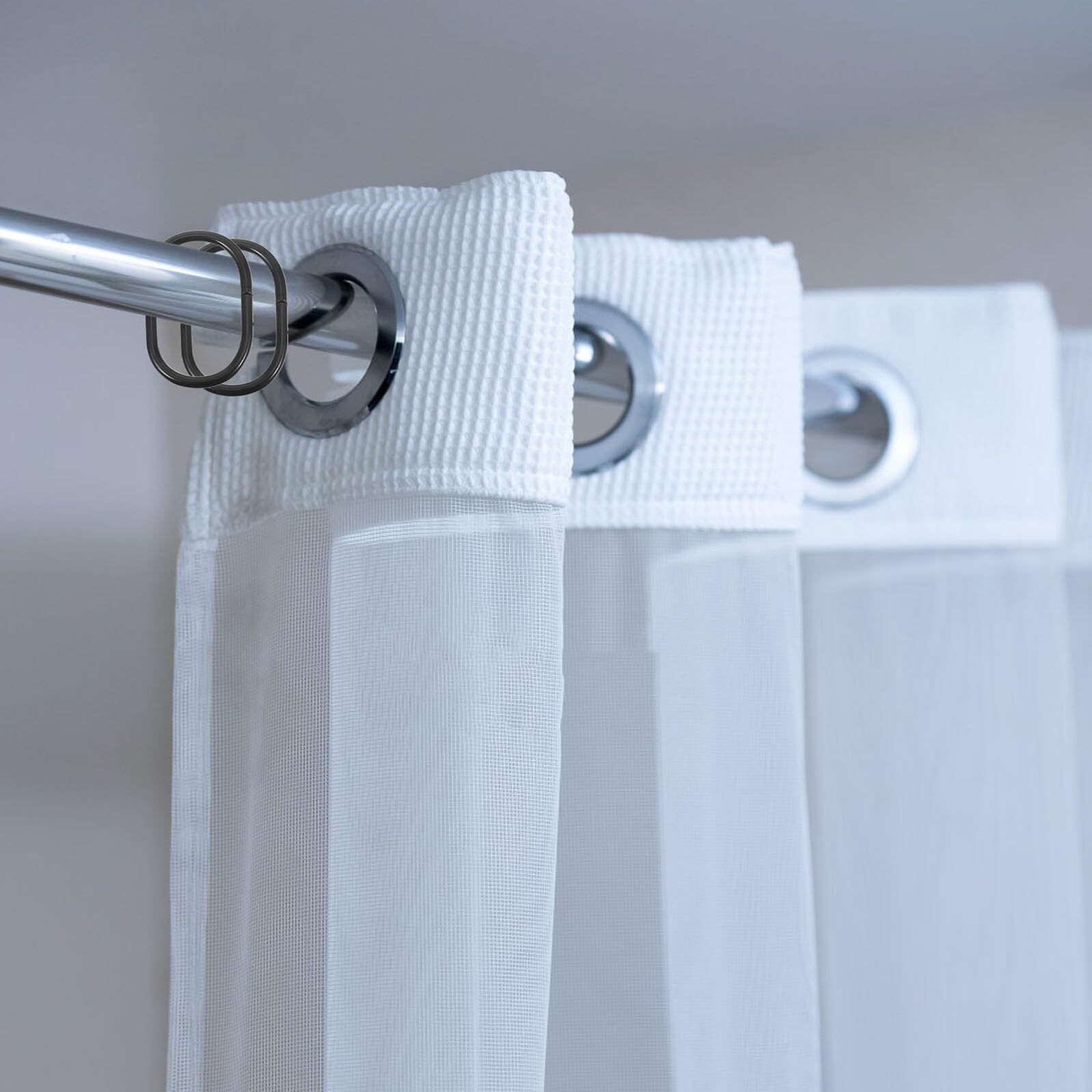 Anelli in Neri Pezzi, Plastica Doccia Tenda 100 | Chiusura a Scatto Rapida, Scorrimento Fluido Sul Bastone, Forma Ellittica per Bagno e Living Space