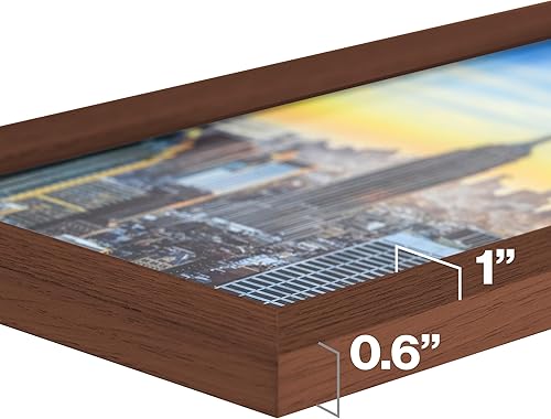 Miniatura 3 de Frame Amo Marco de fotos moderno marrón nogal de 6 x 12 pulgadas, borde de 1 pulgada, parte frontal de cristal, para pared o mesa