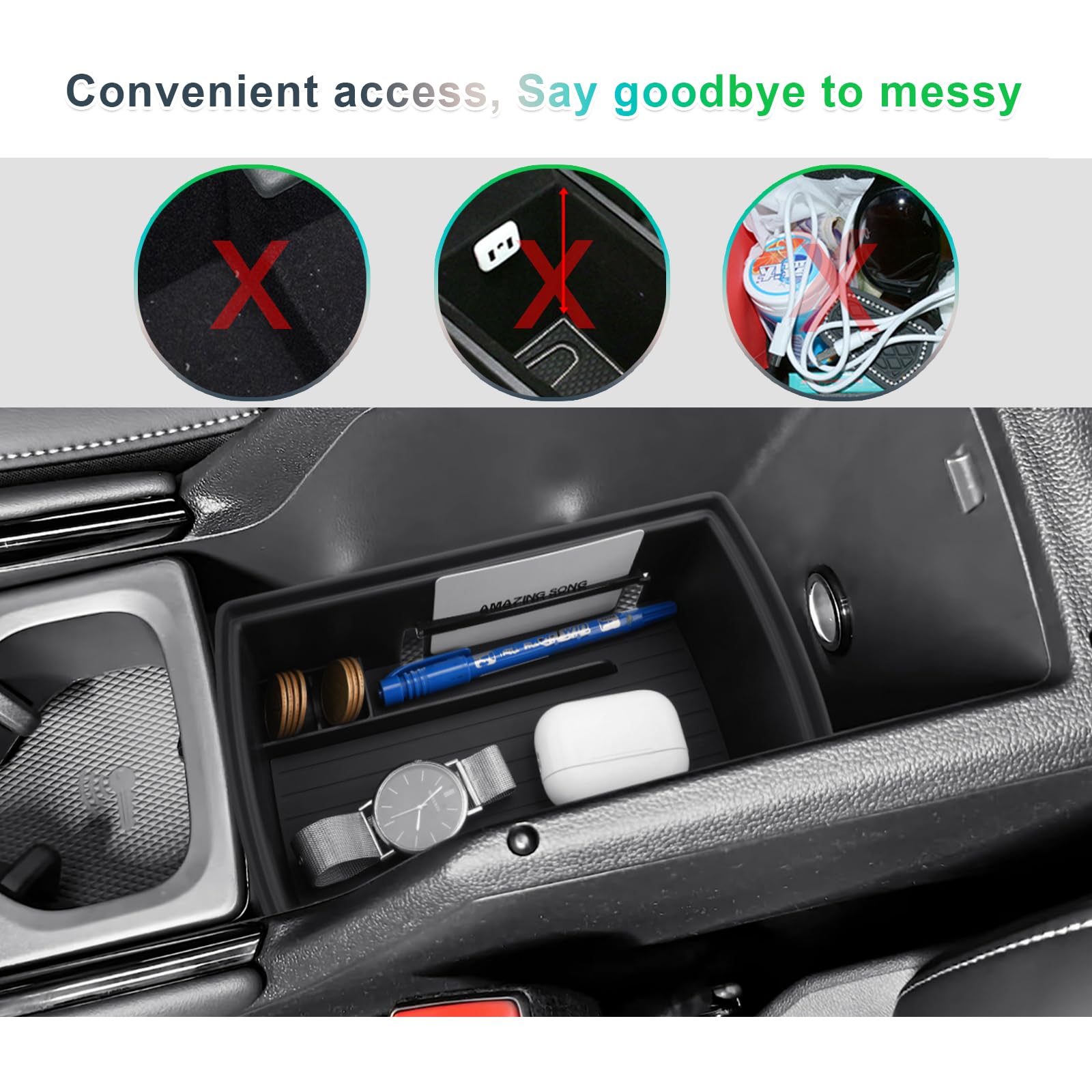 GAFAT Kompatybilny z nowym VW Tiguan 3 2024 2025 2026 konsola środkowa, pudełko do przechowywania, Ti-guan III od 2024 - organizer, półki pod podłokietnikiem, zastępuje 2 oryginalne przegrody
