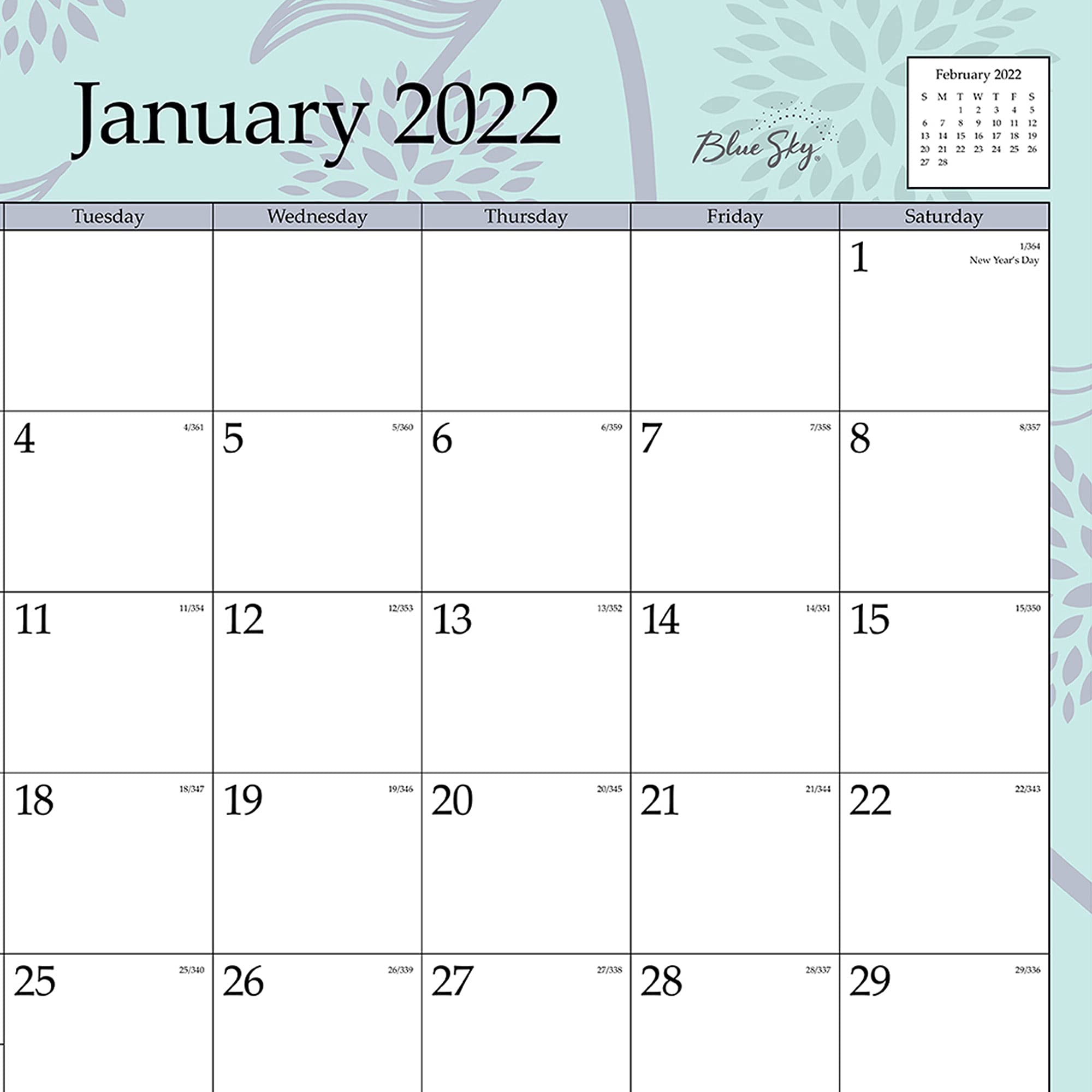Blue Sky Wandkalender 2022, Monatskalender, 27,9 x 22,2 cm, Spiralbindung, breite Blöcke, Rue Du Flore (101613-22)