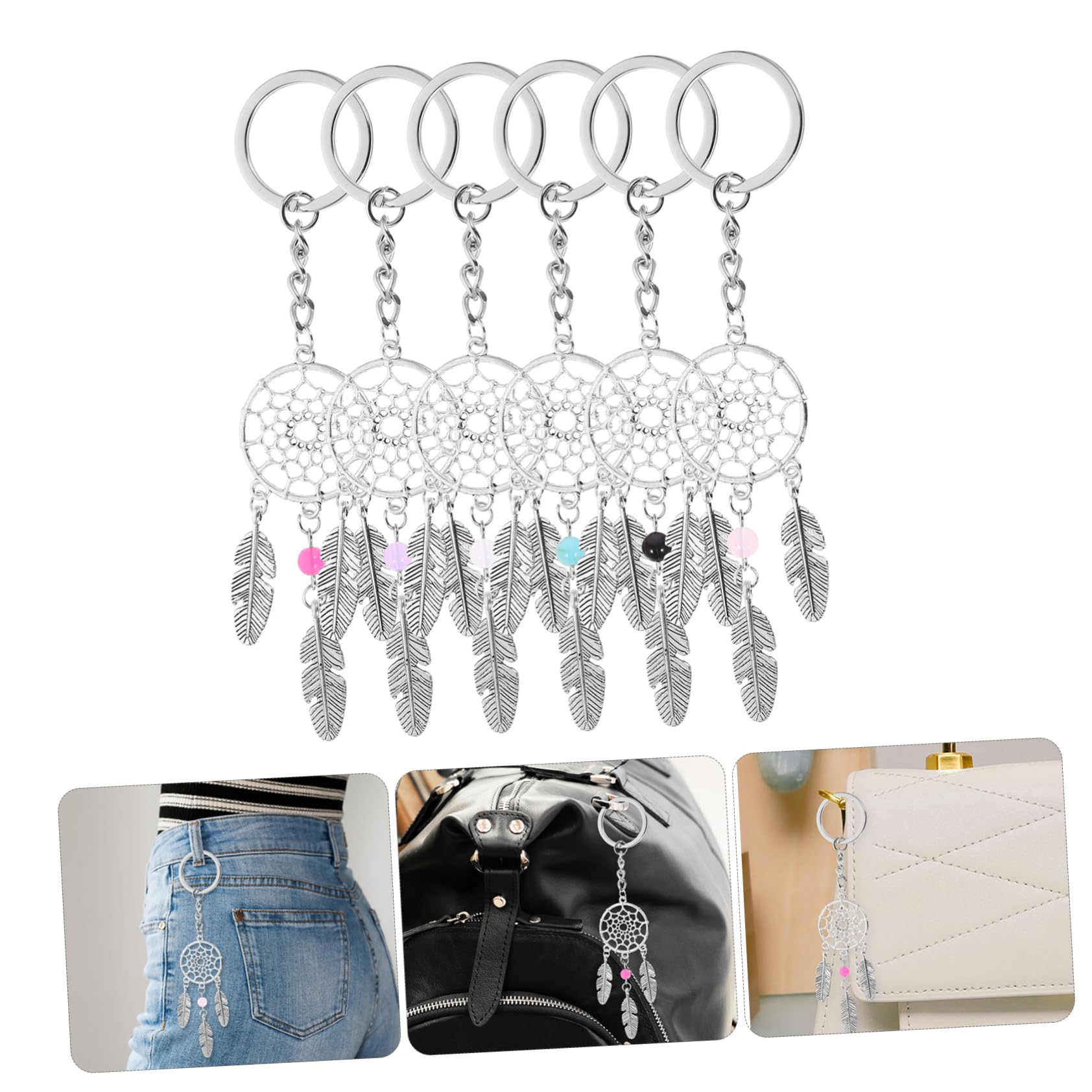 DECHOUS 24piezas Llaveros De Atrapasueños De Colgante y Decoración Para Bolsos y Llaves