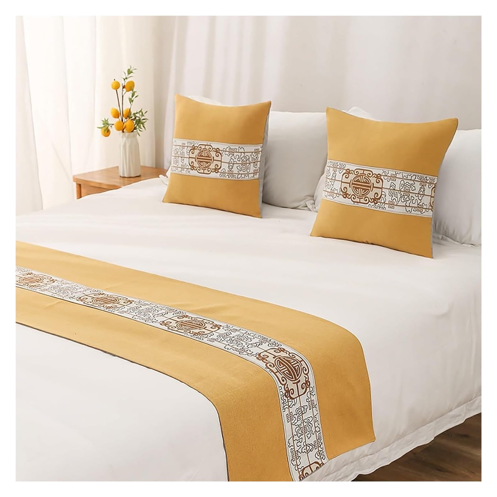 JFGCTYHXY Bed linen throws, Embroidery King Bed Scarf Runner Bedding Scarves Cover For Home Hotel Guesthouse(Unique Colour,48 * 240cm for 180cm Bed)