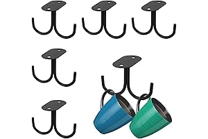 HOMOKUS 6 PCS Mug Holder with 12 Black Cup Hooks, for Mug, Coffee Cup