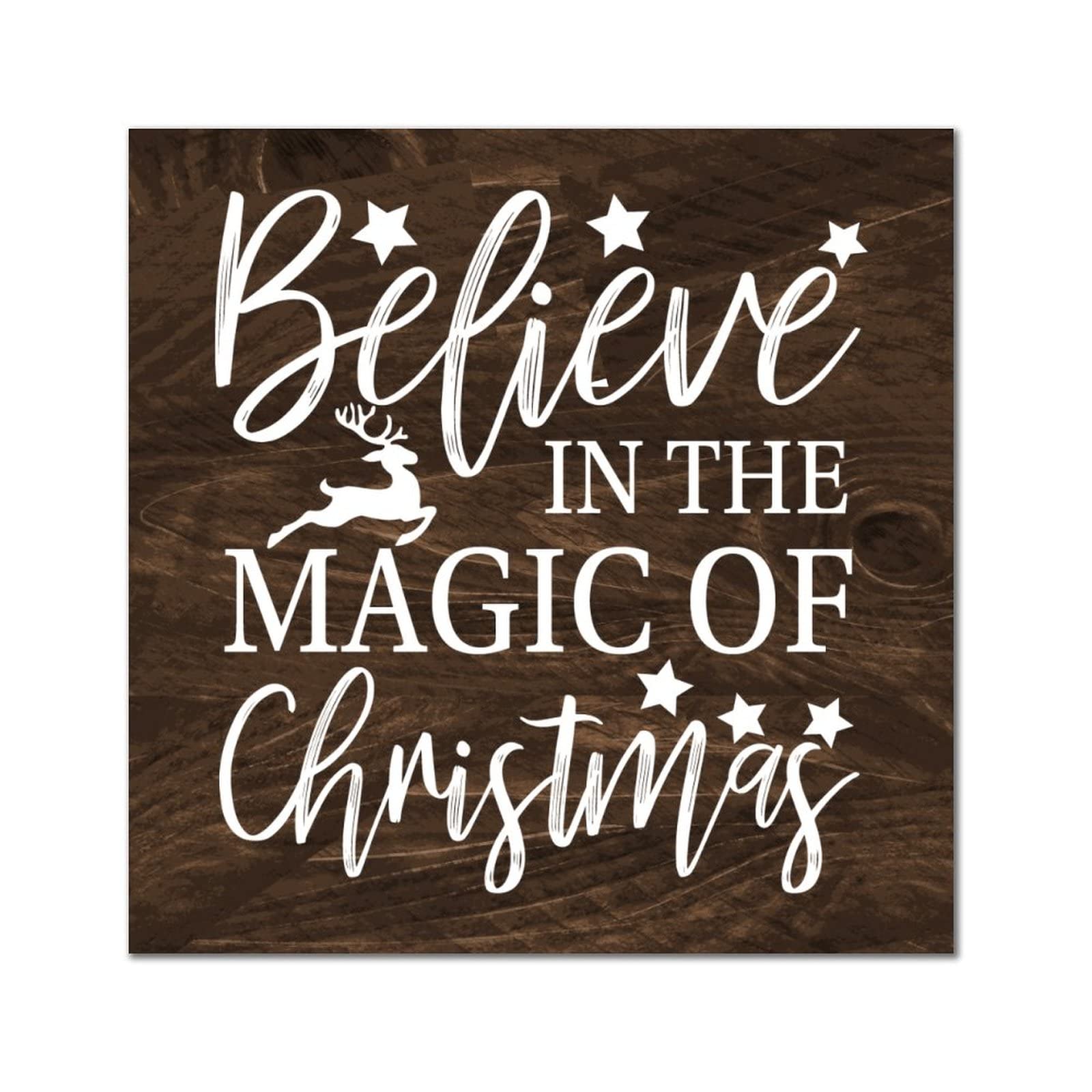 Deco Noel porche et jardin avec cette plaque bois Believe in Christmas