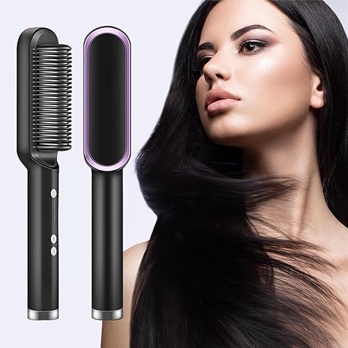 Nuevo alisador de pelo de iones negativos, cepillo alisador de pelo, cepillo alisador de pelo 2 en 1 y rizador, peine eléctrico portátil con 5