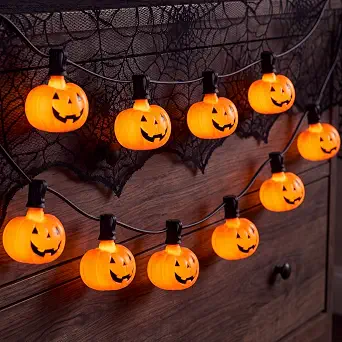 15.5FT Halloween Pumpkin String Lights, 15 LED Jack O Lantern Lights