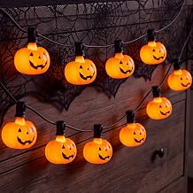 15.5FT Halloween Pumpkin String Lights, 15 LED Jack O Lantern Lights