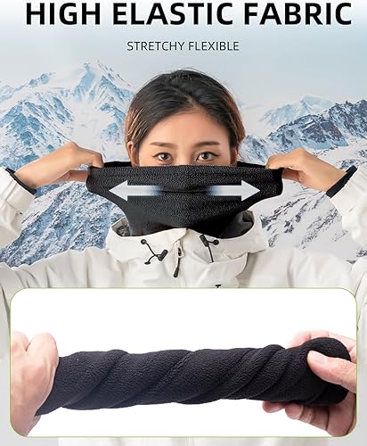 Miniatura 4 de QUNATURE Polaina de invierno para el cuello, polaina de forro polar resistente al viento, bufanda para clima frío, media pasamontañas, polaina para