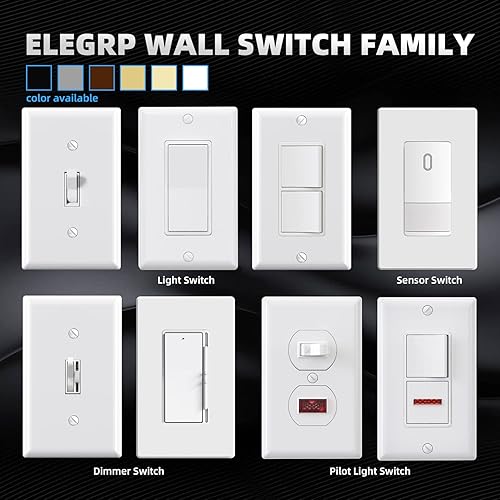 Miniatura 3 de ELEGRP Interruptor de luz decorativa de 3 vías, 15 amperios, 120277 voltios, repuesto de interruptor de pared de paleta basculante de CA,