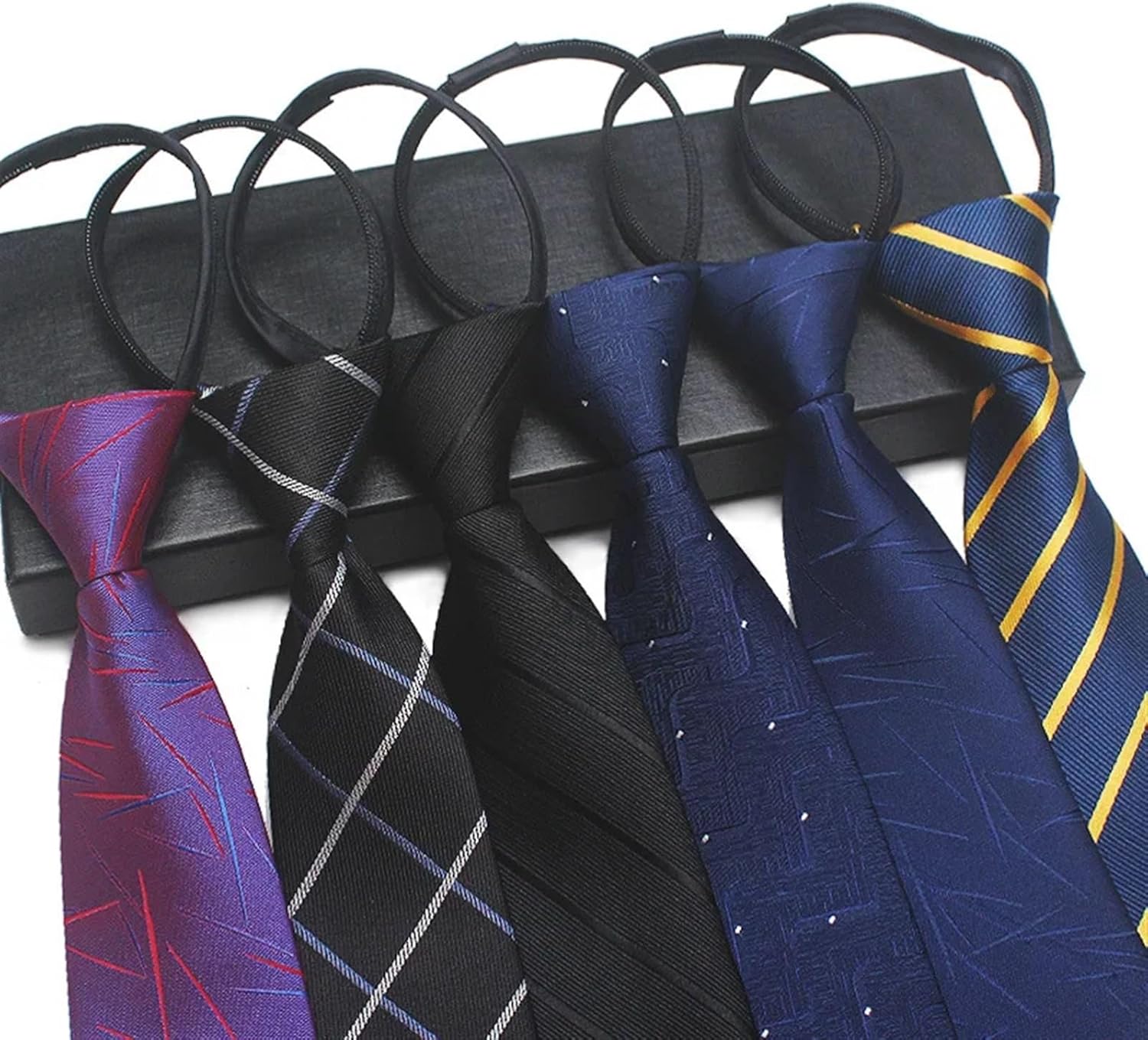 Mens Ties, 8cm Lazy Zipper tie 7cm Business Formal Work tie Fashion Mens Meeting Wedding Daily Wear Cravat