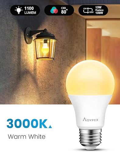 Miniatura 2 de Aovpex Bombillas LED del anochecer al amanecer para exteriores, 13 W ultra brillantes (equivalente a 100 W), bombilla blanca suave de 2700 Kelvin,