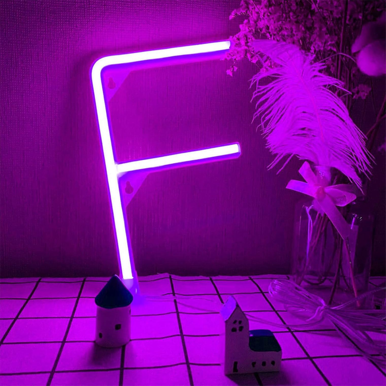 Neon Purple LED Marquee Letter Lights, Light Up Letters Glitter Alphabet Letter Sign Battery Powered for Night Light Birthday Party Wedding Girls Gifts Home Bar Christmas Decoration