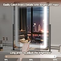 Vista 7 de PRIMETEK Vanity Mirror with Lights, 19"x22" Large Makeup Mirror with Lights, LED Lighted Makeup Mirror, Touch Screen with 3-Color Lighting, Dimmable