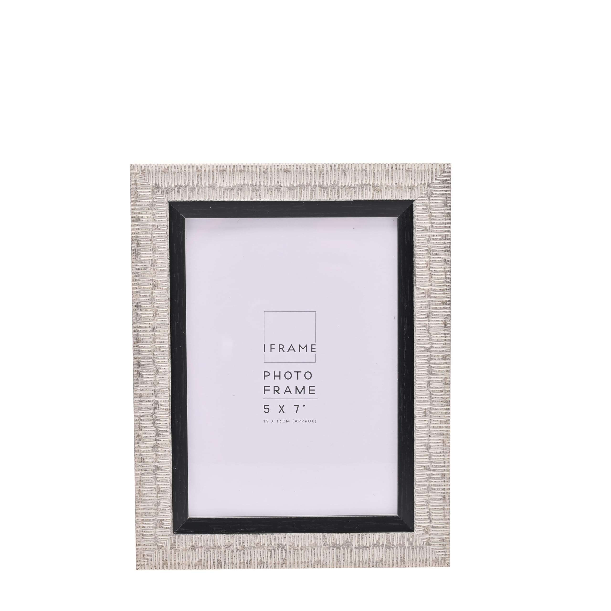 iFrame by IMPRESSIONS® Grey Finish Photo Frame | Freestanding Textured Frame for Tabletop Display | Stylish Home Decor and Gift Idea (Grey, 5X7)