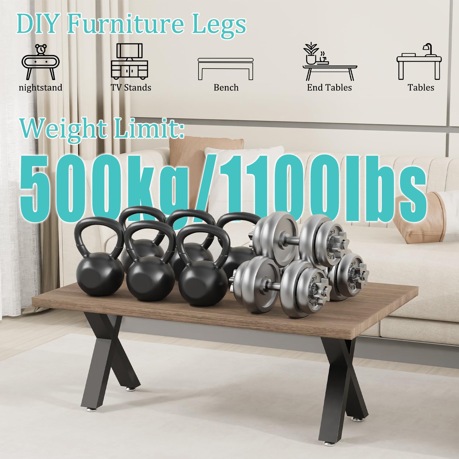 GUOHNHE Gambe per Tavolo in Acciaio, Set di 2 Industriale DIY per Base per Mobili, Può Sopportare un Carico di 500kg, Adatto per Panche, Tavolini da Caffè, X-Tipo, Nero, 42 x 30 x 8 cm, SGX001B