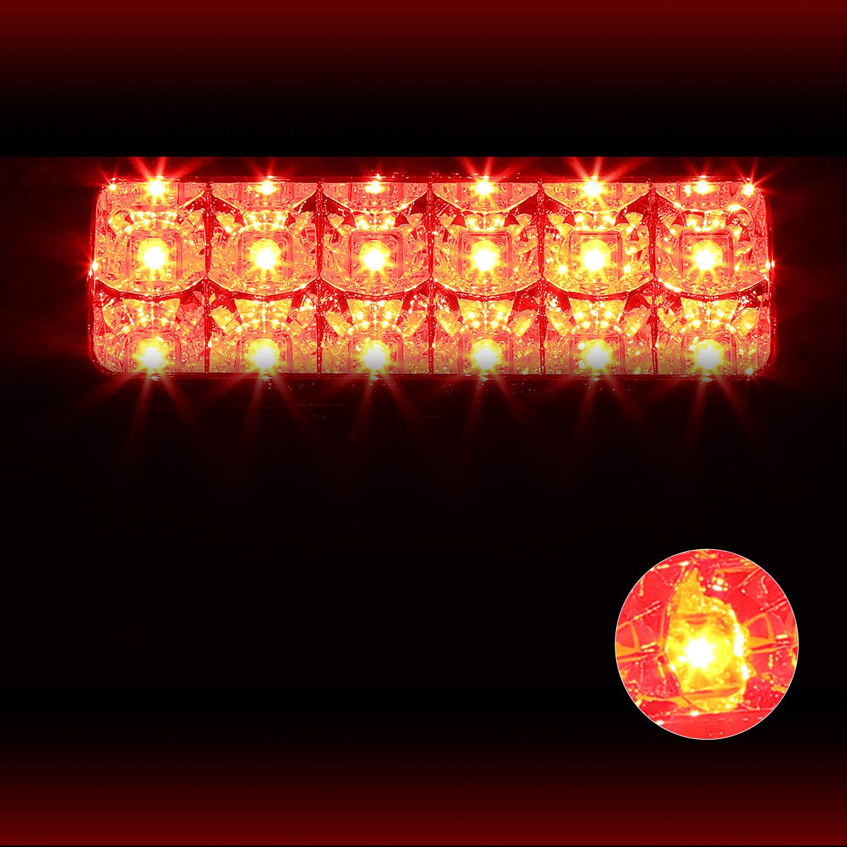 Compatible with Chevy S10/GMC Sonoma 94-03 2-Rows LED Third 3RD Tail Brake Light Rear Stop Lamp Red