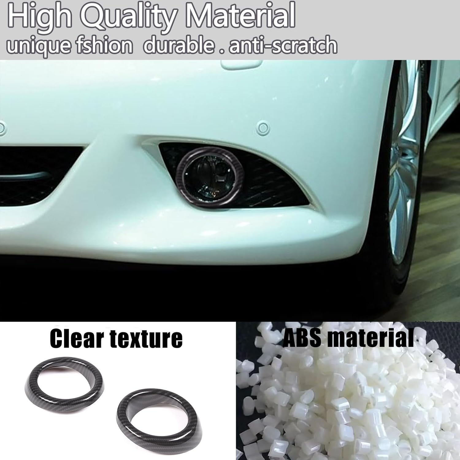 Front Bumper Driving Fog Light Ring Bezels Covers Trim Molding Compatible with Infiniti G37 2010-2013, Front Fog Light Lamp Decoration Protector Accessories (Carbon Fiber Pattern)