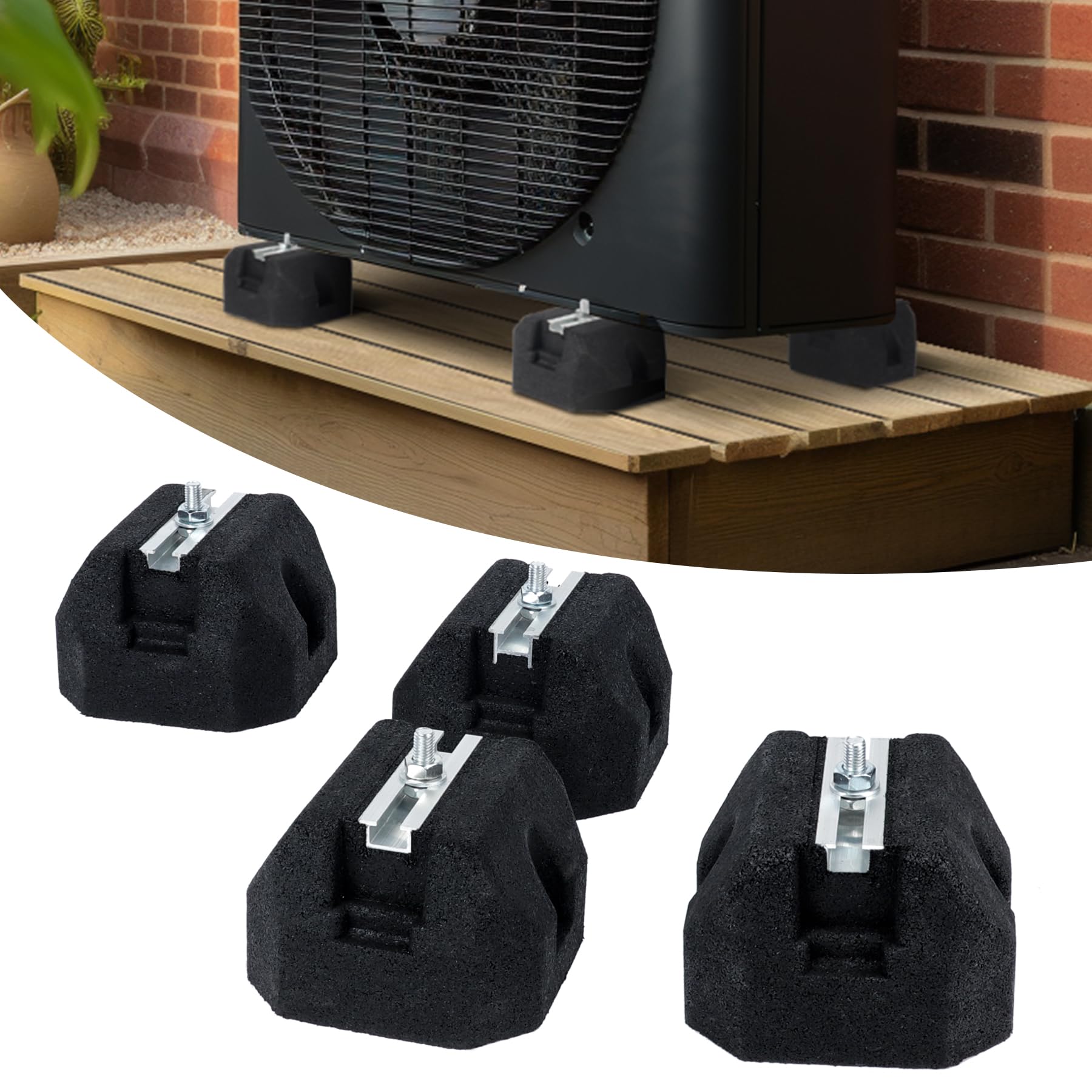 GCGOODS Rubber Floor Mounting Base Pad, Ductless Mini Split Air Conditioner Floor Mount Base Kit, Anti Vibration Mounting Pad for Condenser Units, Air