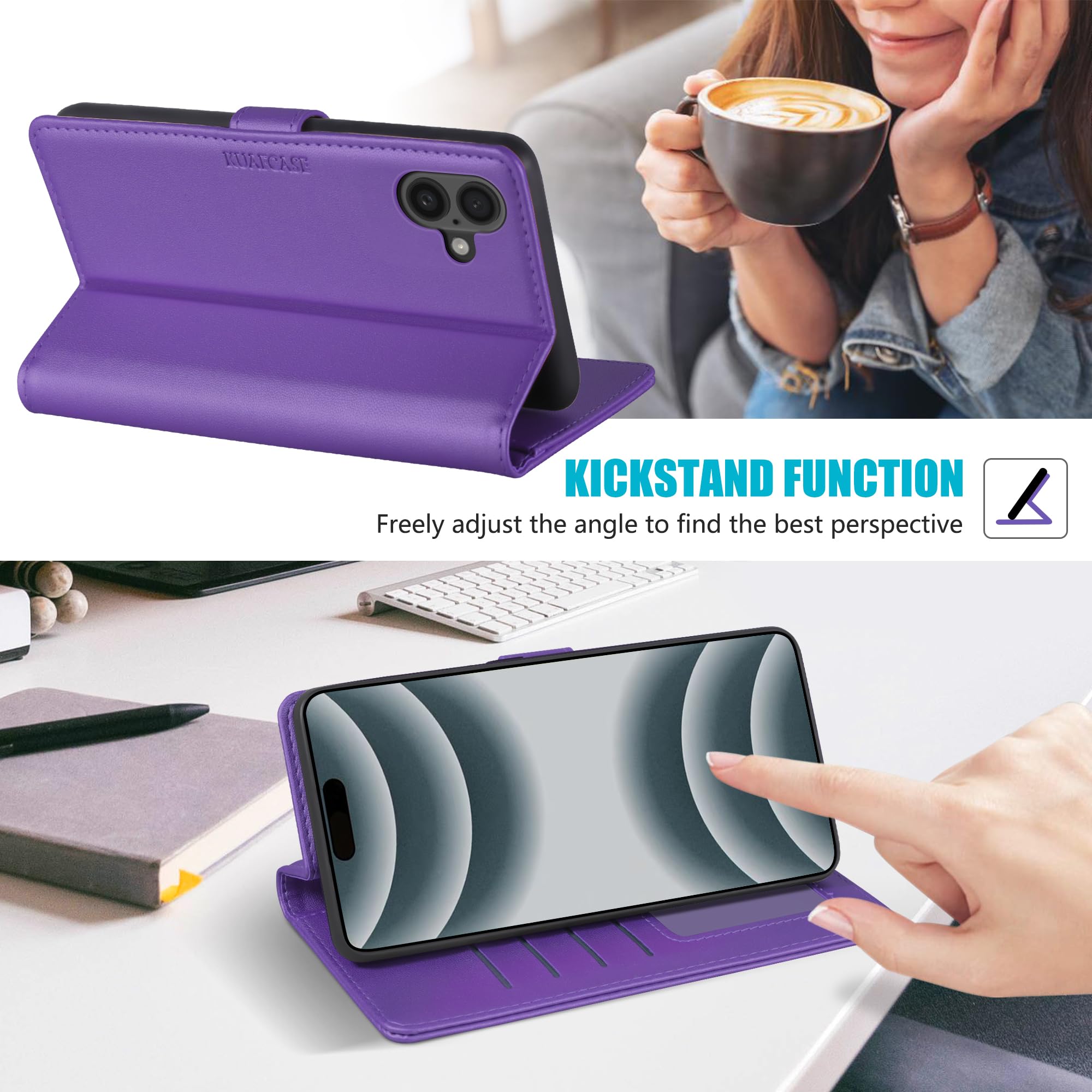 IPhone 16 Case - Slim Wallet Kickstand - MagSafe Compatible - Black – Raptic - View #7