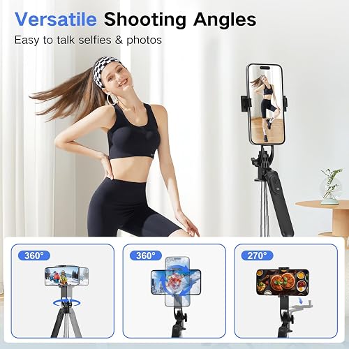 YUANRAN Selfie Stick Tripod with 2 Filling Lights, Metal Mobile Phone Tripods with Remote Shutter Release 180 cm Selfie Stick Tripod for Smartphone, Mobile Phone stand for iPhone and Android - 3