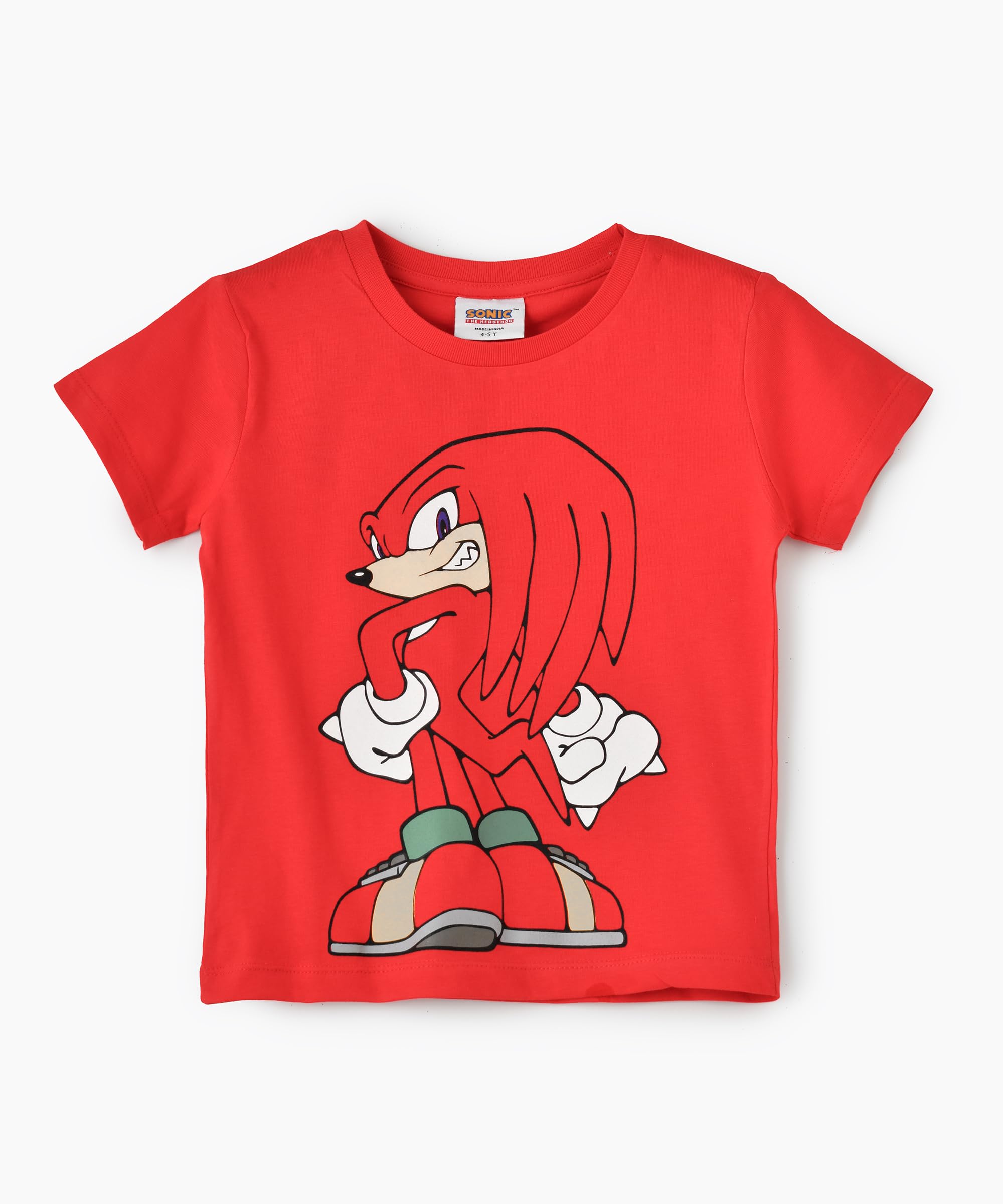 Sonic The Hedgehog Cotton Red Half Sleeve Round Neck Printed T-shirt For Boys