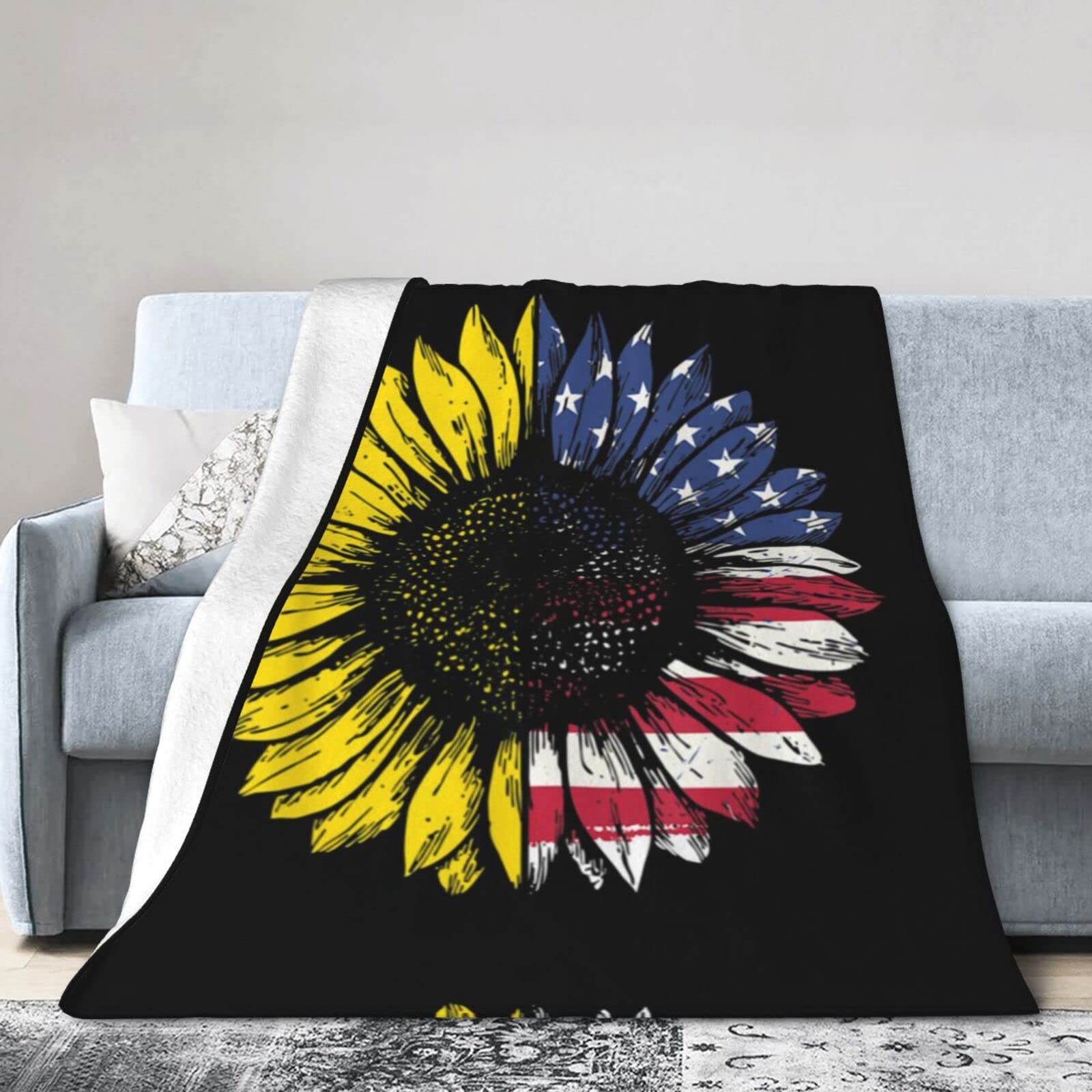 Couverture en flanelle tournesol grand format pour lit et canapé
