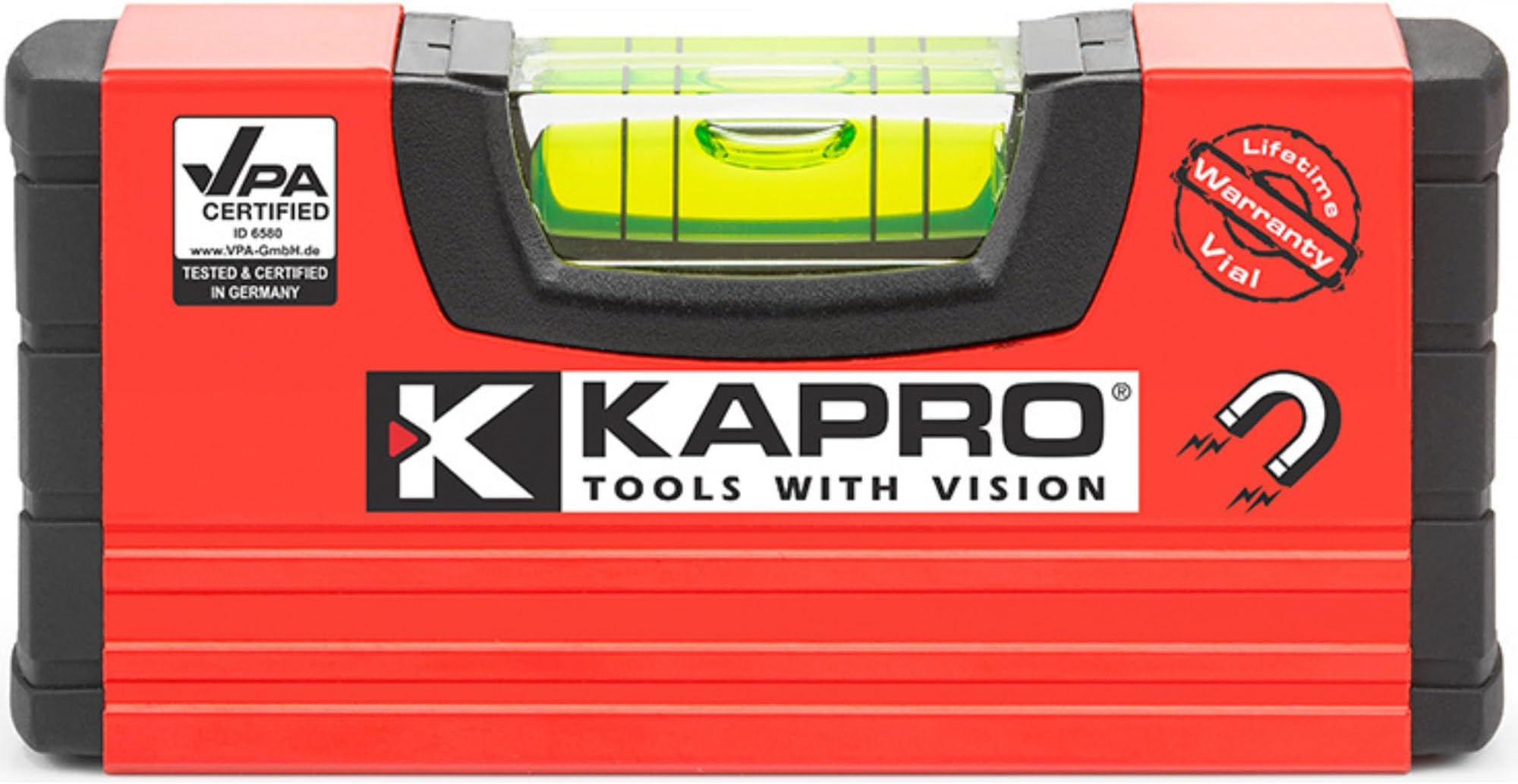 246 Handy Pocket Level - Magnetic - Features VPA Certified & Shock-Resistant Vial - with Rubber End Caps - Pocket-Sized and Compact - Aluminum Box Profile - 4”