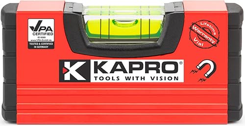Kapro - 246 Handy Pocket Level - Magnetic - Features VPA Certified & Shock-Resistant Vial - with Rubber End Caps - Pocket-Sized and Compact - Aluminum Box Profile - 4”