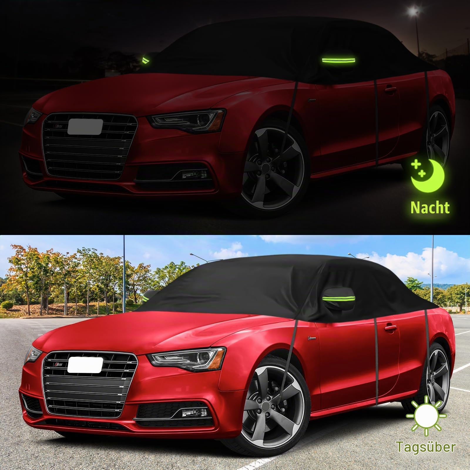 Autoabdeckung Ersatz für Audi A5/S5/RS5 Cabriolet, Halbgarage Schwarz