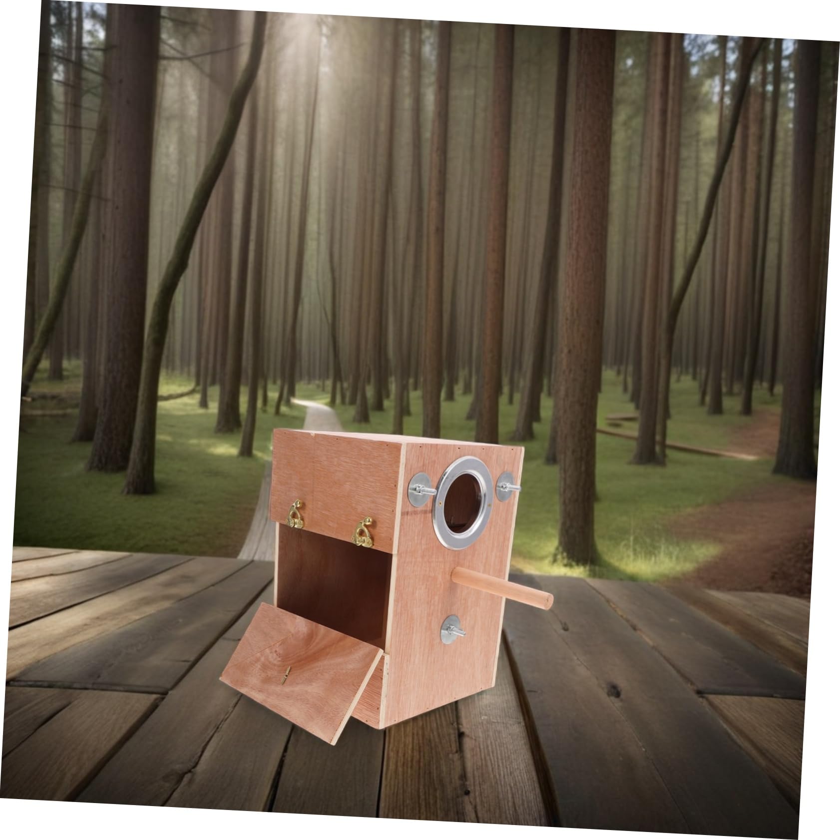 Mipcase Caja De Cría para Pájaros De Madera con Percha Caseta De Cría para para Agapornis Pinzones y Periquitos Refugio Colgante Invierno