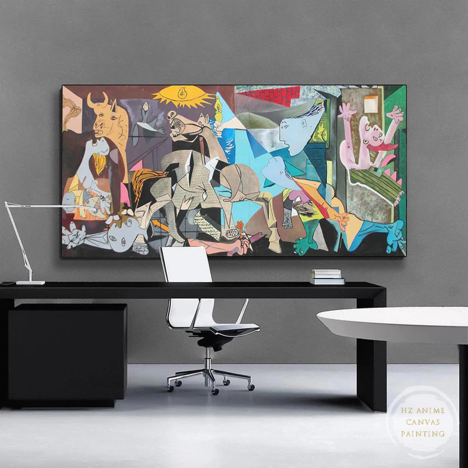 Beroemde Picasso Guernica Art Canvas Schilderij Reproducties op de Muur Posters en Prints Decoratieve Foto voor Woonkamer 80x160cm Frameless