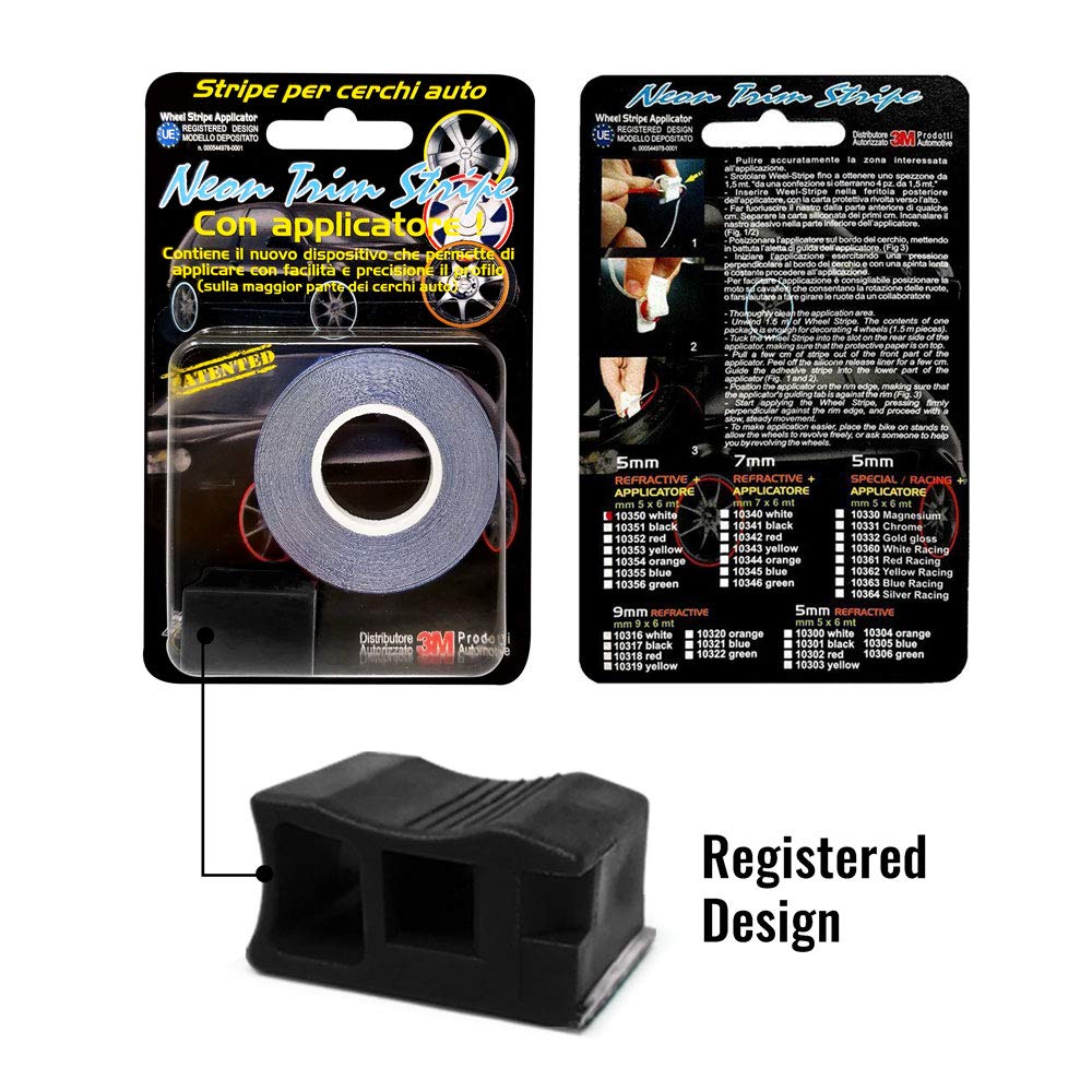 Wheel Trim Adhesive Strips with Applicator for Motorcycle Rims, Red, 5 mm x 6 mt