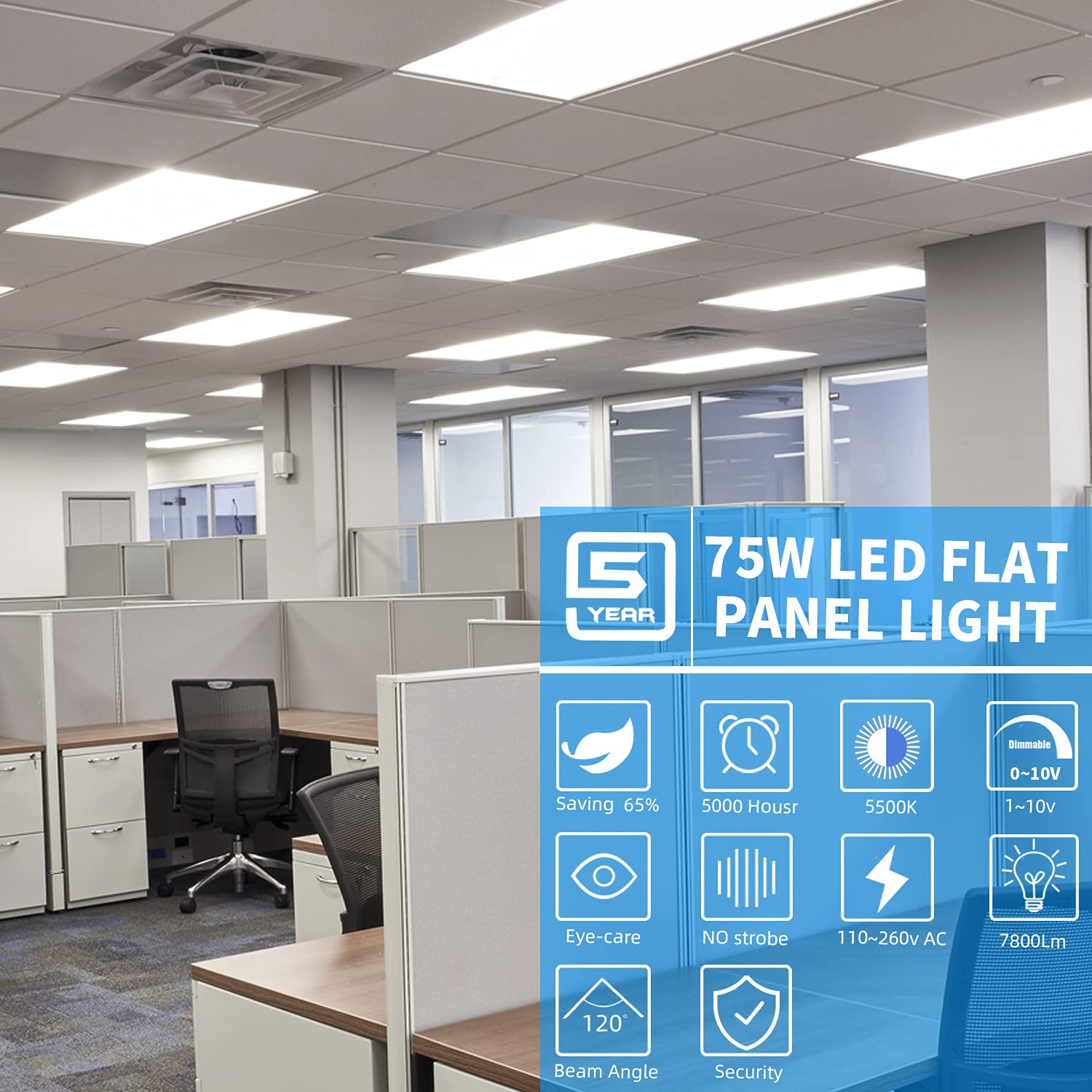 Buy 12PCS 2x4 LED Flat Panel Light, 5000K Daylight White 75W, 7800LM