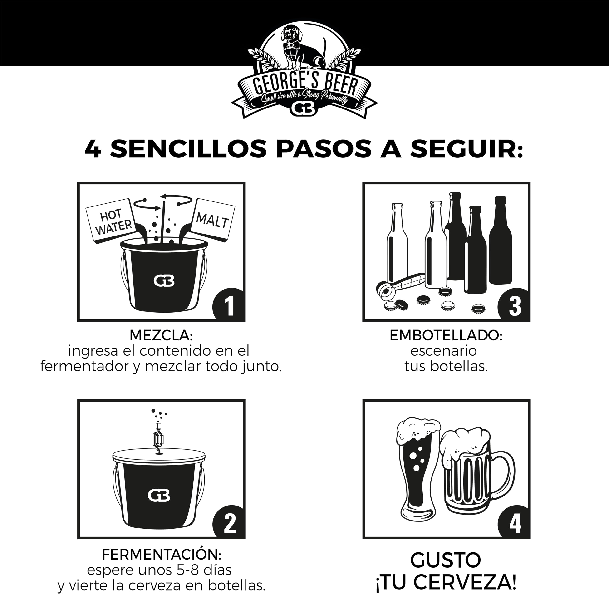 Beer & Wine - Kit de Fermentación de Cerveza George'S 5l - Cerveza Artesanal Casera - Kit de Fermentación de Malta - Kit de Producción de Cerveza - Idea de Regalo (Kit Malta Lager)