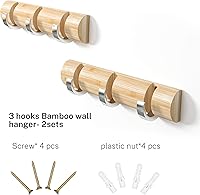 Vista 9 de Perchero de pared con 3 ganchos retráctiles, elegante, moderno, ahorro de espacio, perchero con ganchos plegables para colgar abrigos, sombreros