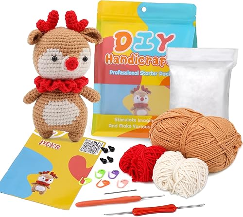 UzecPk Kit completo de ganchillo para principiantes, kit de inicio de tejido con ganchillos, kit de ganchillo con instrucciones y tutoriales en