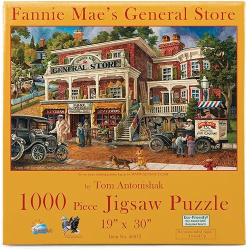 SUNSOUT INC - Fannie Mae's General Store - Rompecabezas de 1000 piezas por artista: Tom Antonishak - Tamaño acabado 19" x 30" - MPN # 56073