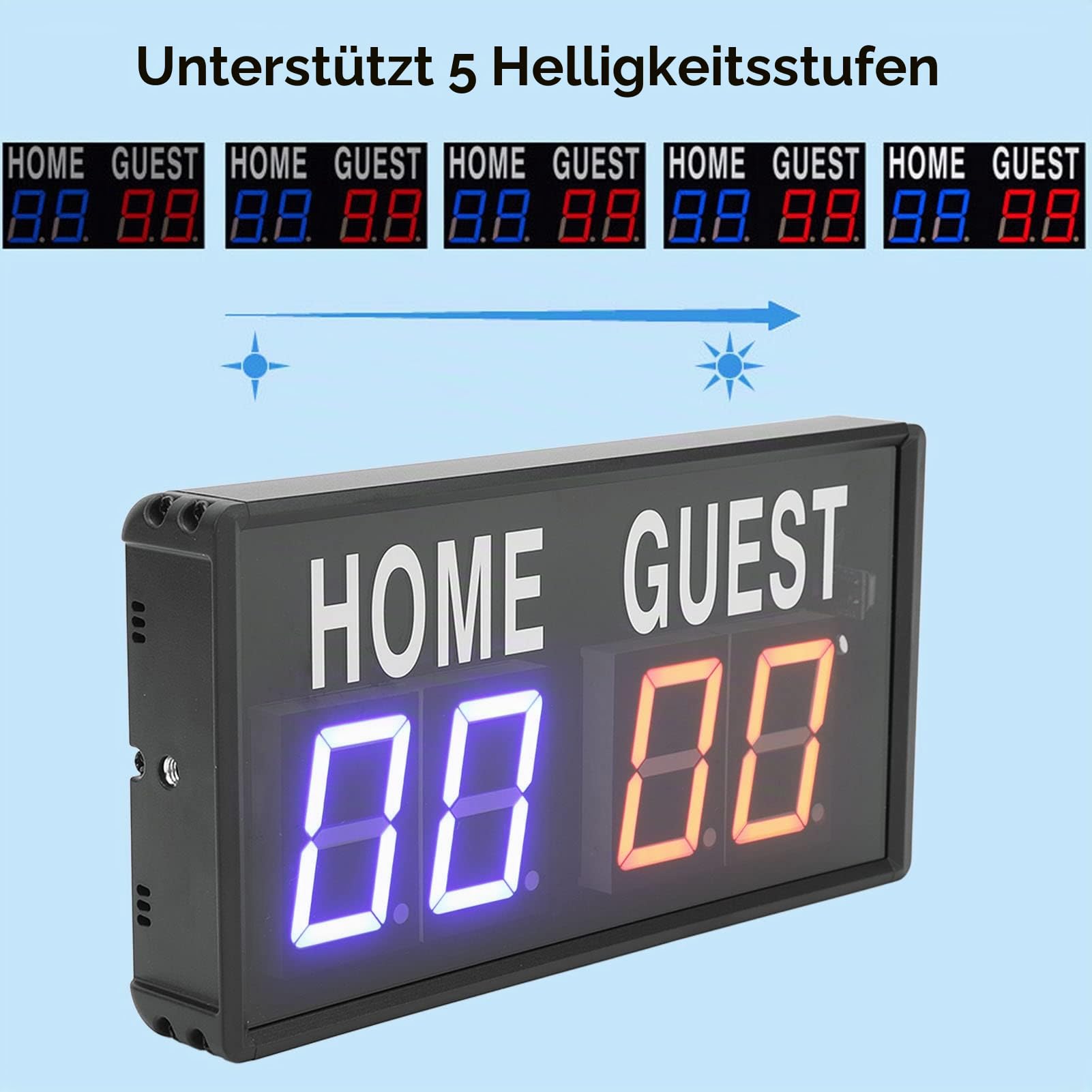 Digitale Anzeigetafel, LED-Tischanzeigetafel, Tragbare Elektronische Mini-Anzeigetafel mit Fernbedienung, 5 Helligkeitsstufen, für Sportspiele, Basketball, Volleyball, Tischtennis