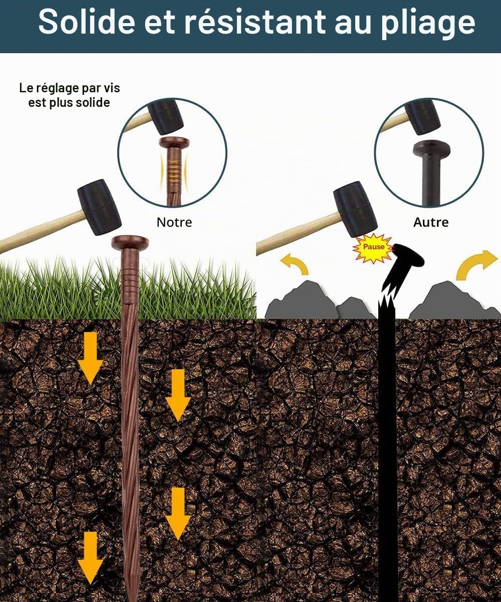 LATERN 100 Pièces Piquets de Bordure de Paysage en Plastique, 20CM Piquets de Sol en Spirale Clous d'ancrage Paysager Piquets de Tente pour Herbes Barrière, Bordure de Pavé Paysage, Allée en Herbes