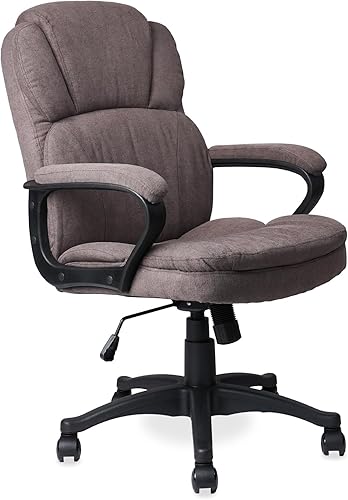 CLATINA Silla de oficina ejecutiva ergonómica con tapizado giratorio de altura ajustable, acolchado grueso para reposacabezas y reposabrazos para