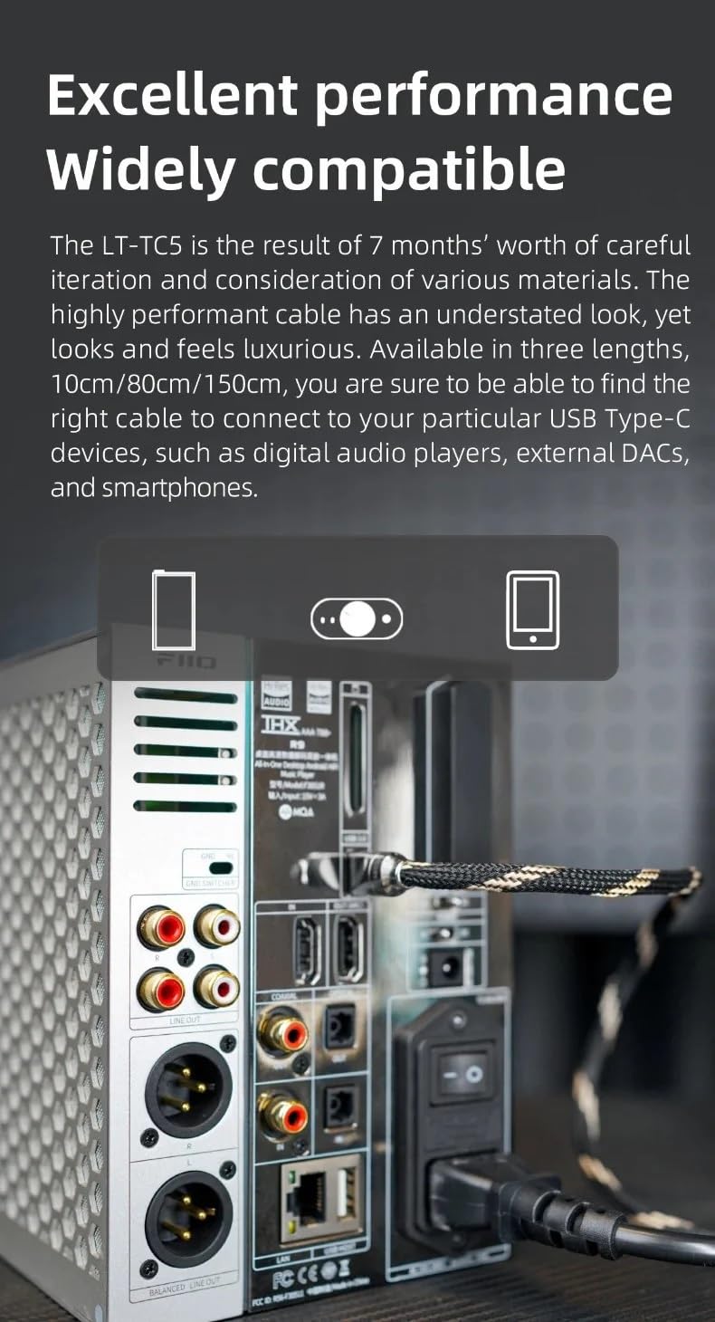 Amazon.com: FiiO LT-TC5S USB-C Charging and Data Cable (10cm