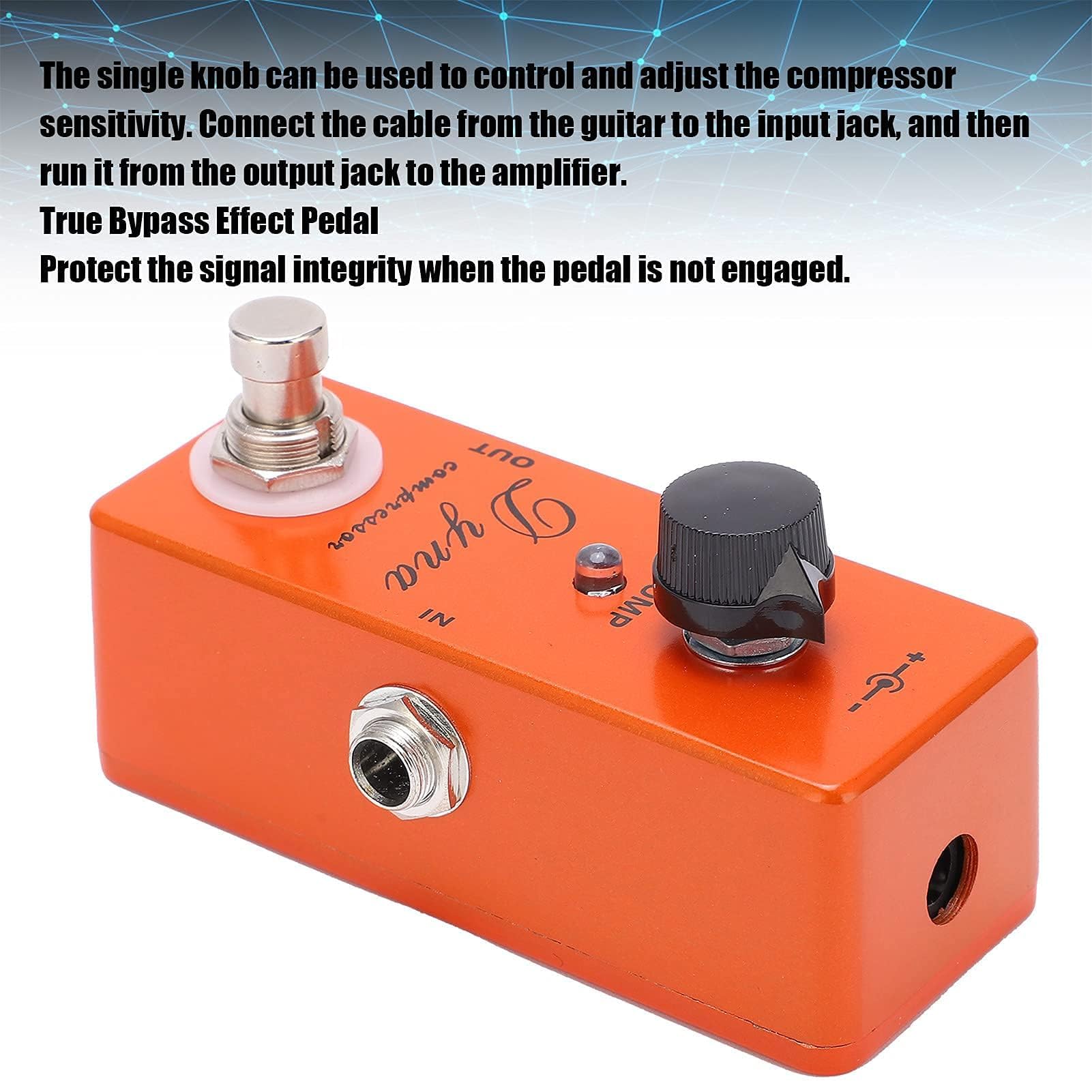Pédale D'effets pour Guitare, Compresseur MXR True Bypass Pédale de Guitare Overdrive Vintage Réglable Accessoire D'instrument de Musique Réglable et Portable pour Guitare Électrique